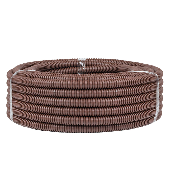 Труба гофр. ПВХ с протяжкой d20 мм (25 м) темн. дерево EKF-Plast