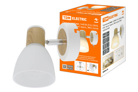 Светильник Спот, 1х40Вт, Е14, 230 В, 50 Гц, IP20, Бутон