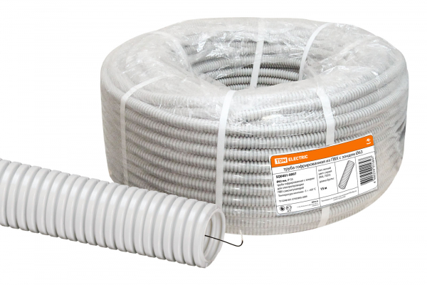 Труба гофр.ПВХ d 63 с зондом (15 м) легкая TDM